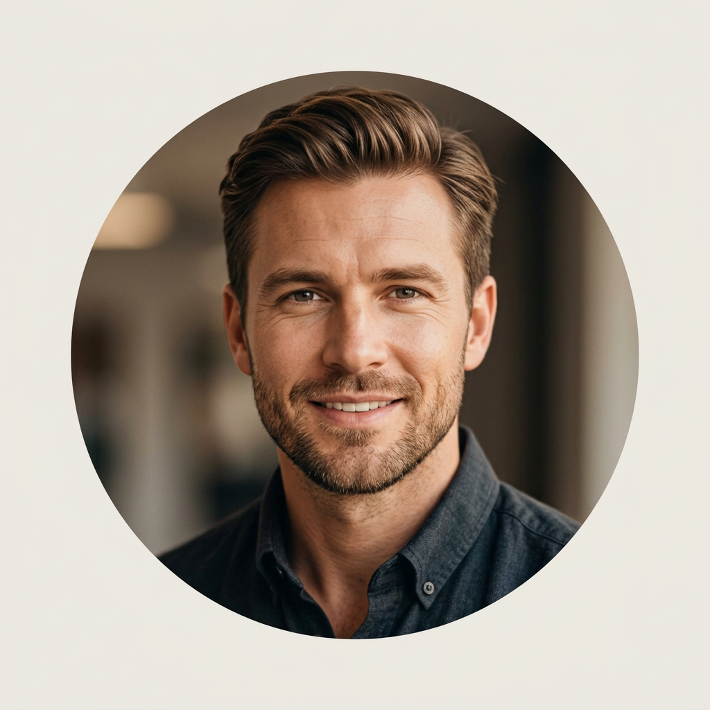 Circular male user icon